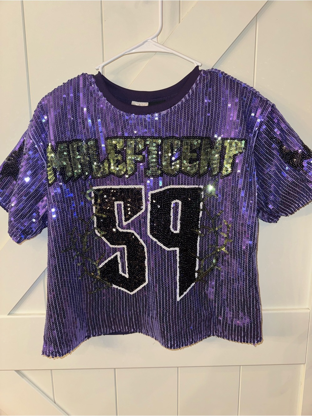 2026 Disney Parks Sequin Maleficent Cropped Football Jersey by Her Universe